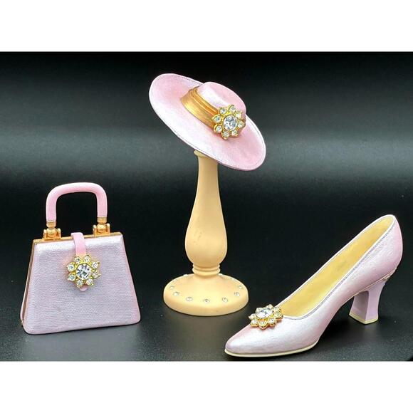 Other - ✨ The Leonardo Collection Vintage Glam Pink Fashion Set Purse Hat Shoe Trinkets